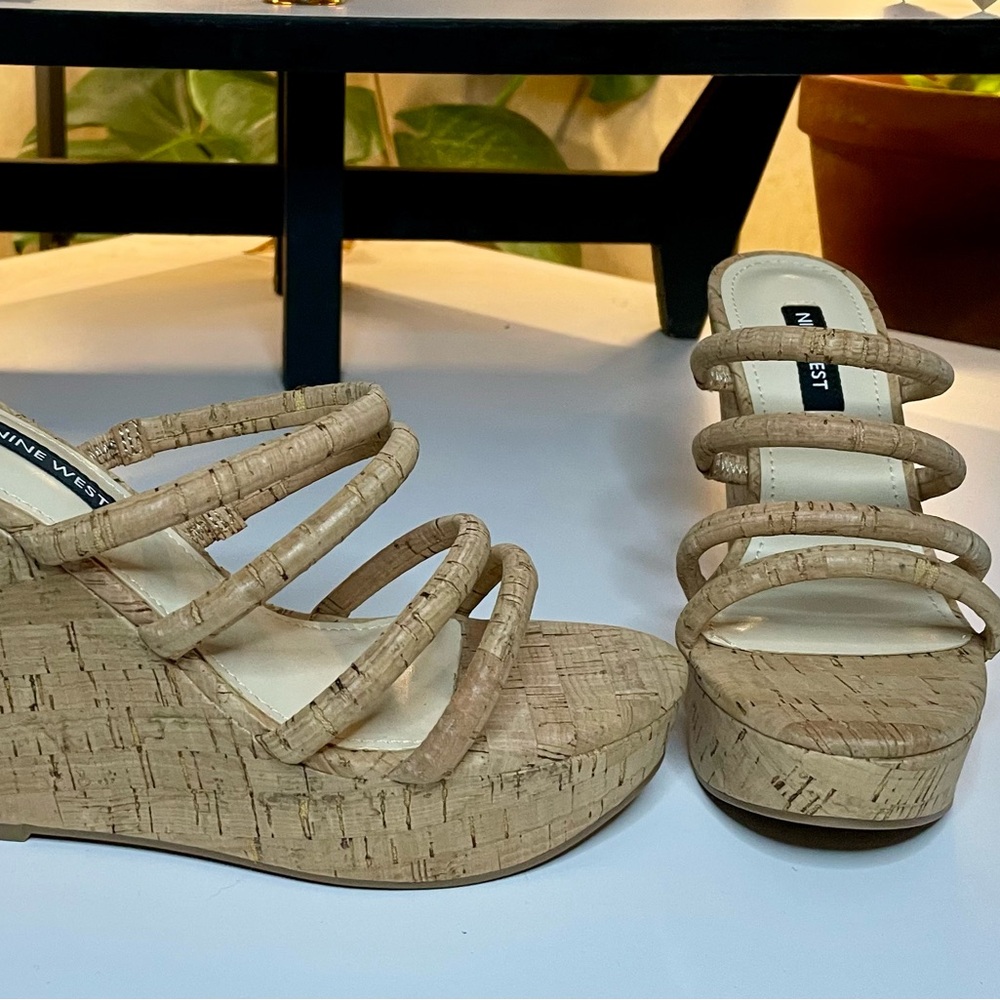 Nine West cork wedges